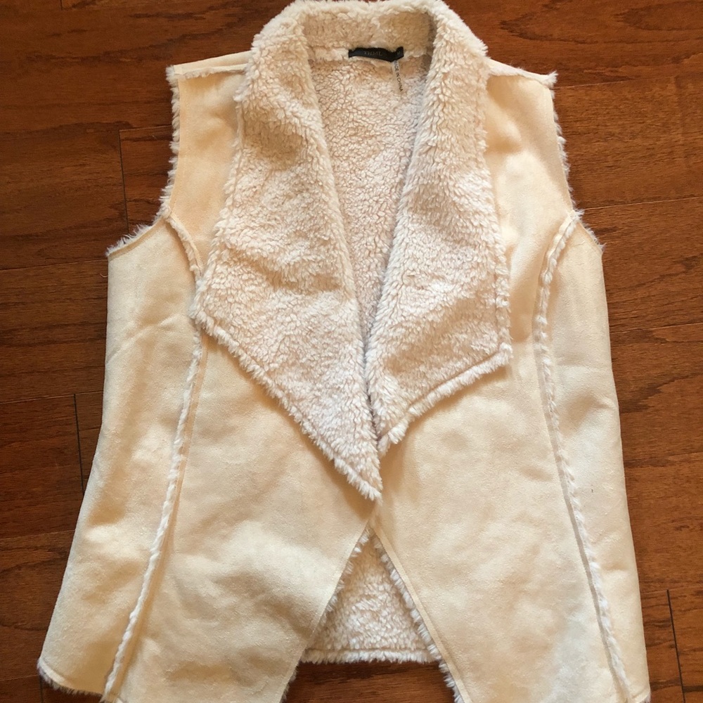 THML Cream and White Fur Vest